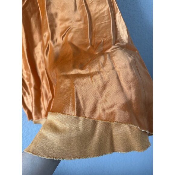 Tibi Satin Silky Raw Hem Orange Midi Skirt Aline Beachy Glam Timeless Elegant 8 - Picture 5 of 10